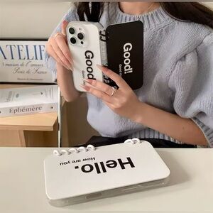 White and Black IPhone 16 pro max Case with Text Design